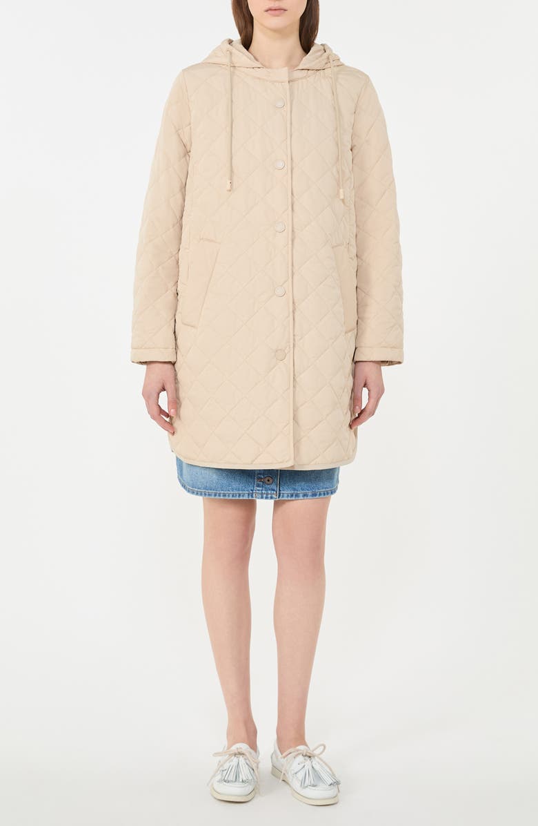 Weekend Max Mara Derio Quilted Jacket with Removable Hood, Main, color, Sand