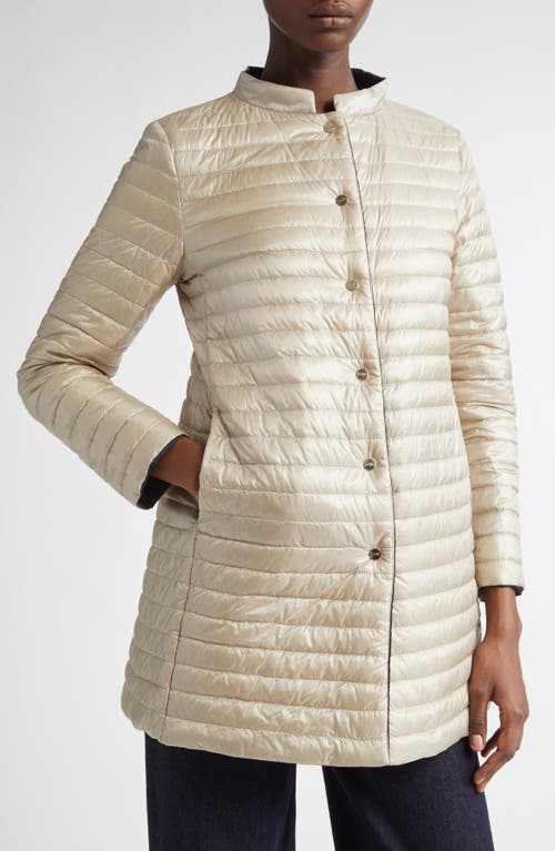 Herno Matte To Shiny Reversible Puffer Coat In Blue