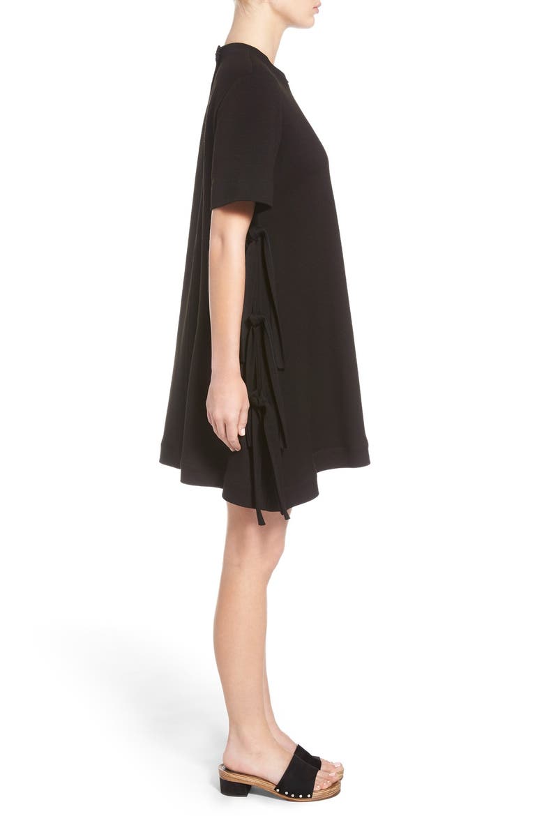 Flared Side Tie Jersey Dress, Alternate, color, BLACK