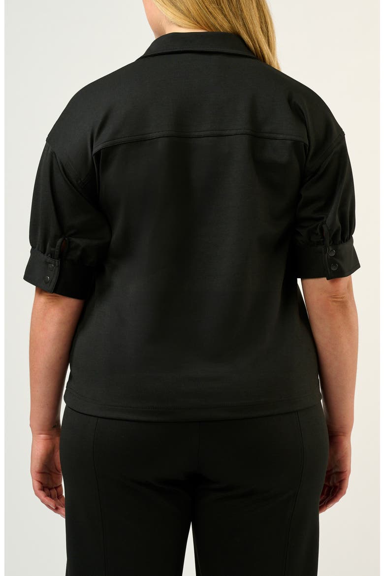 Jolene Puff Sleeve Half Zip Top, Alternate, color, BLACK