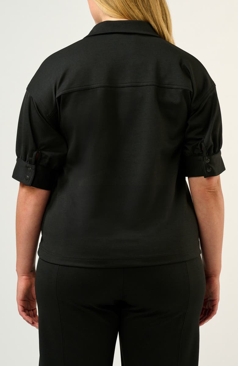 Estelle Jolene Puff Sleeve Half Zip Top, Alternate, color, Black