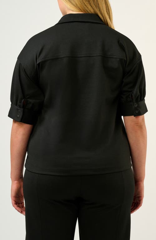Estelle Jolene Puff Sleeve Half Zip Top In Black