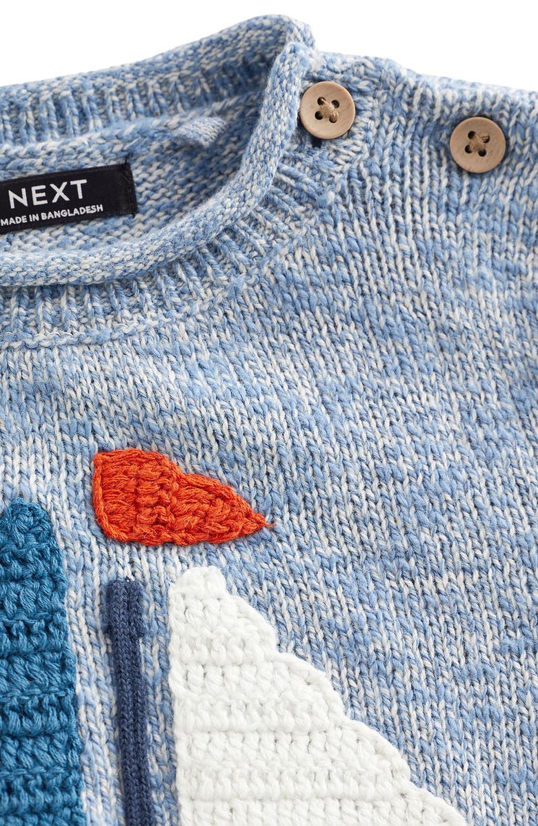 NEXT Kids' Sailboat Appliqué Cotton Sweater, Alternate, color,
