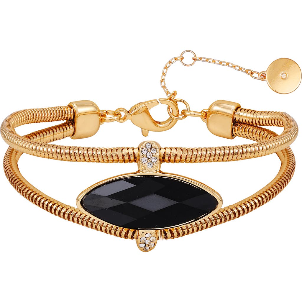 Vince Camuto Crystal Snake Chain Bracelet In Gold Tone
