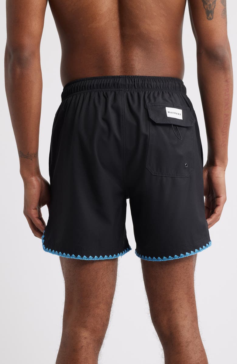 MAVRANS Stitch Waterproof Swim Trunks, Alternate, color, Black/Blue