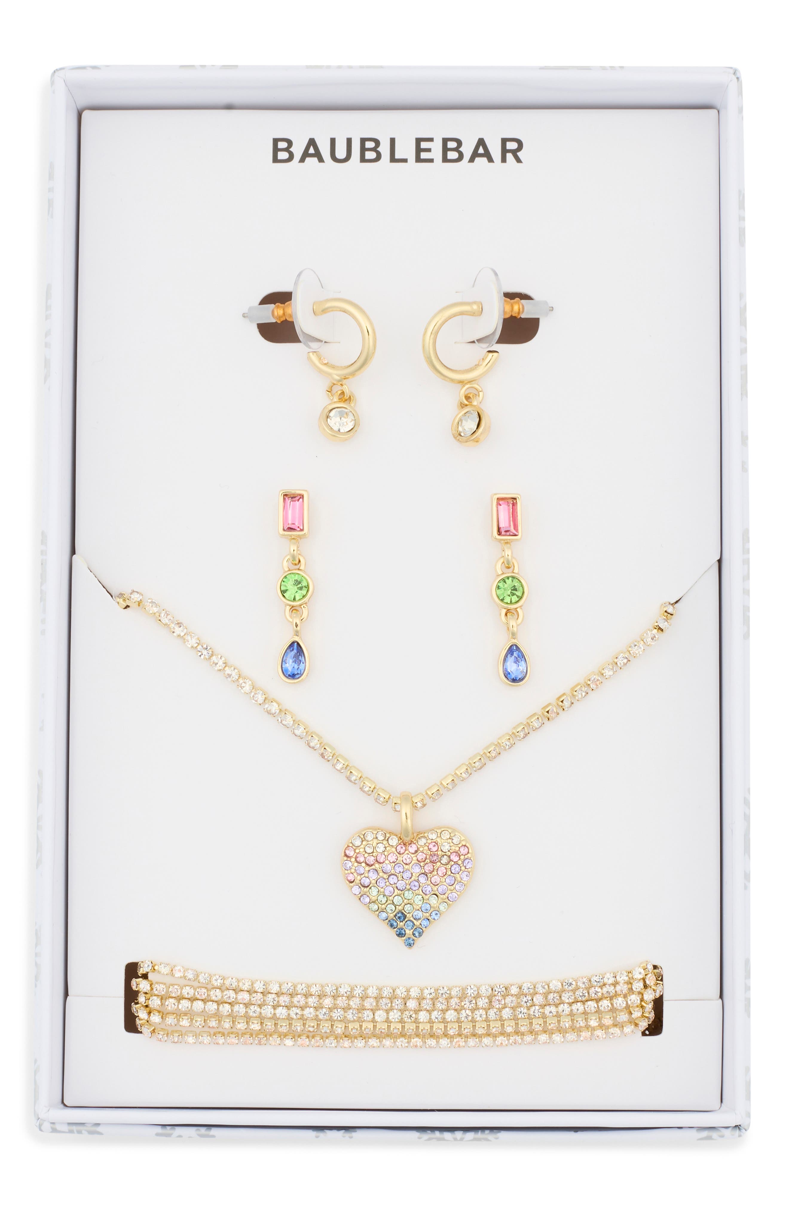 BaubleBar Rainbow 4-Pack Earrings, Necklace & Bracelet Set