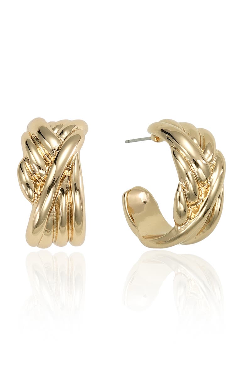 Knotted Hoop Earrings, Main, color, GOLD