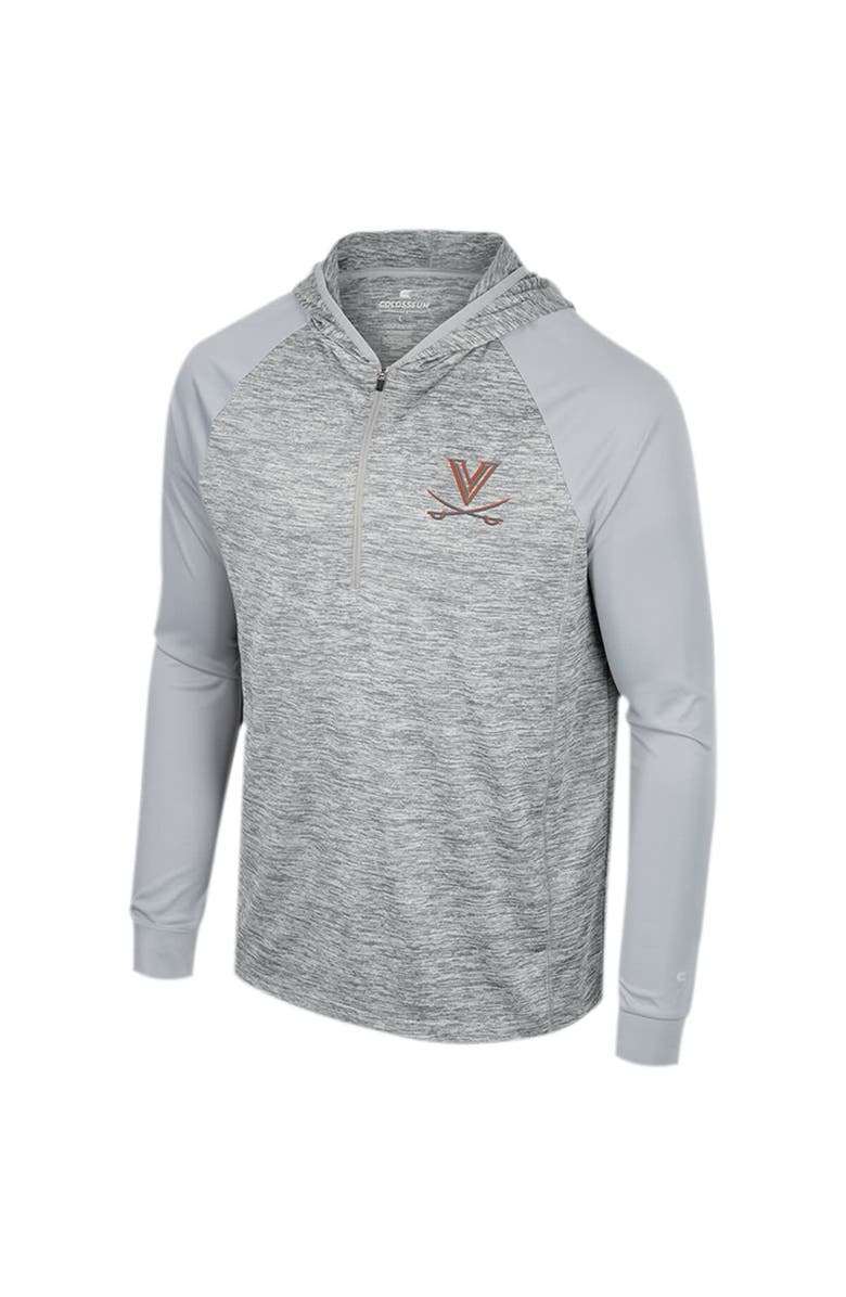 COLOSSEUM Men's Colosseum Gray Virginia Cavaliers Cybernetic Raglan Quarter-Zip Hooded Top, Alternate, color, 
