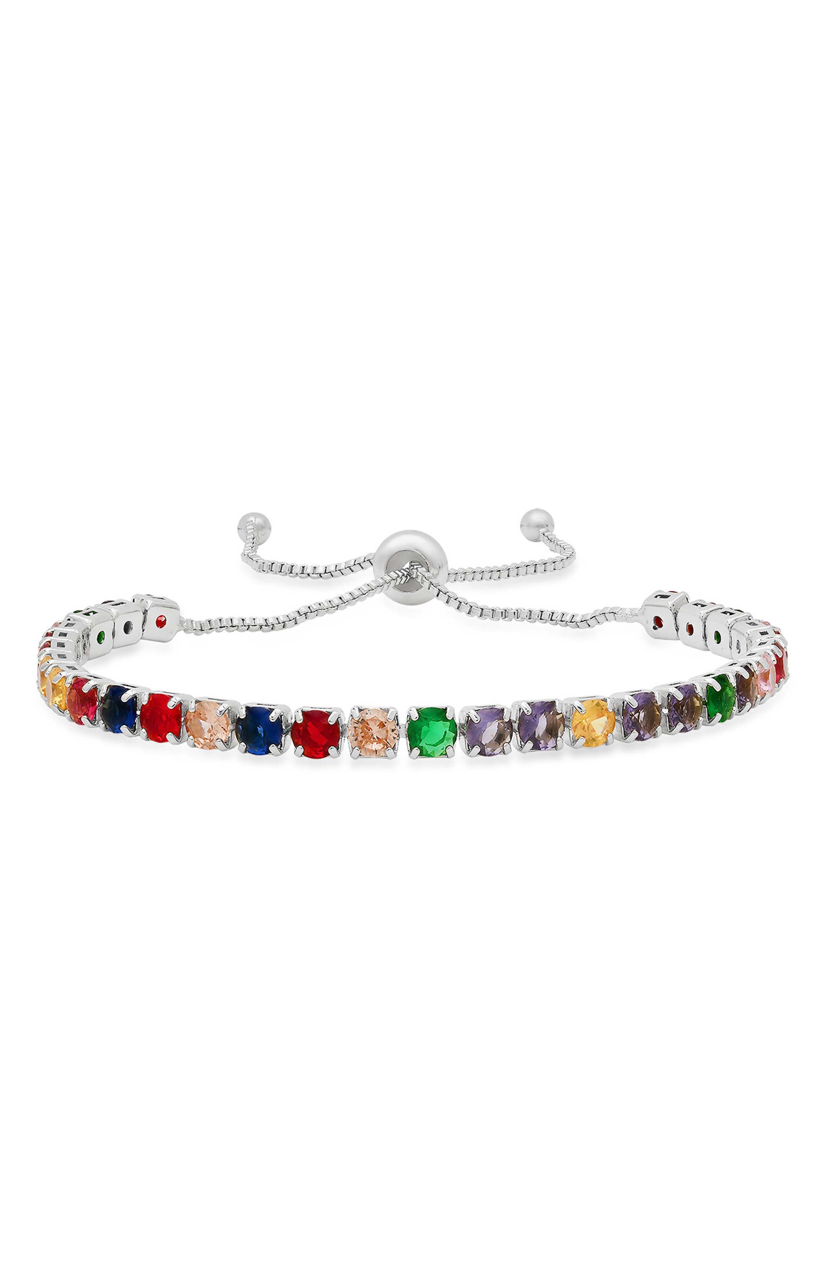 18k Gold Plated Multicolor Stone Bolo Bracelet