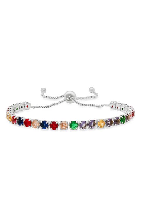 18k Gold Plated Multicolor Stone Bolo Bracelet