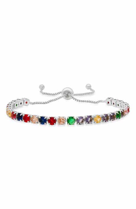 18k Gold Plated Multicolor Stone Bolo Bracelet