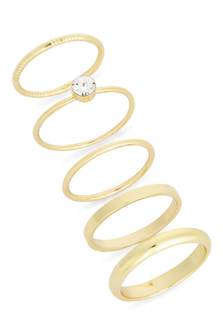 Set of 5 Oval Cubic Zirconia Rings, Main, color, CLEAR- GOLD