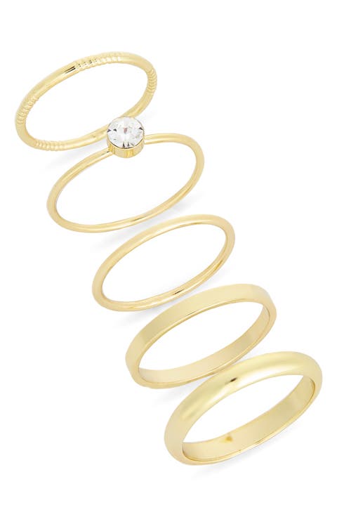 Set of 5 Oval Cubic Zirconia Rings