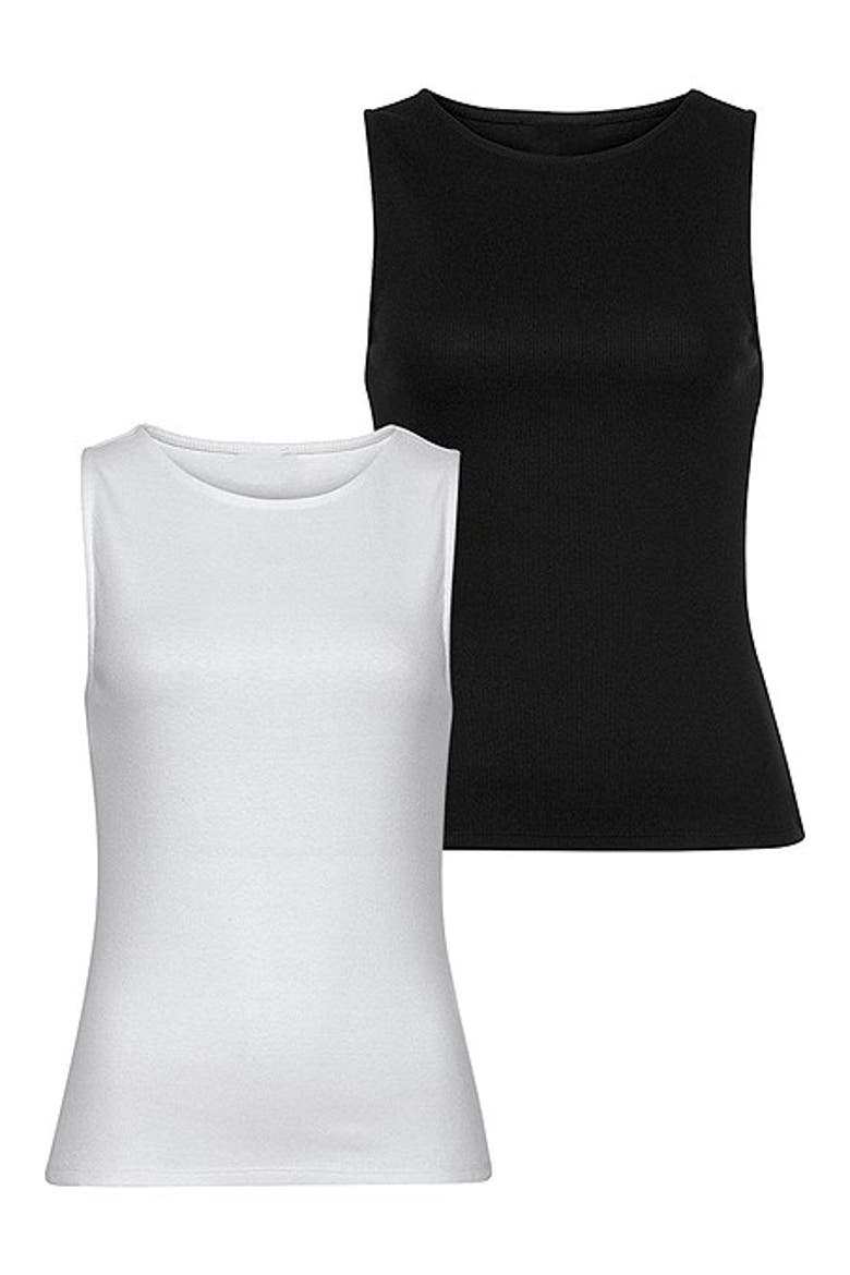 Women's 2 Pk Basic Tank Tops, Alternate, color, Black & White