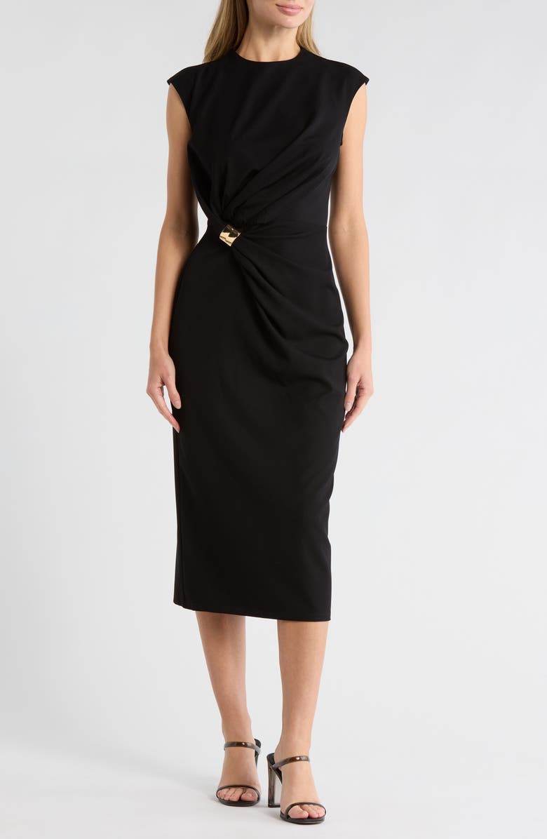 AREA STARS Charmi Cap Sleeve Midi Dress, Main, color, Black