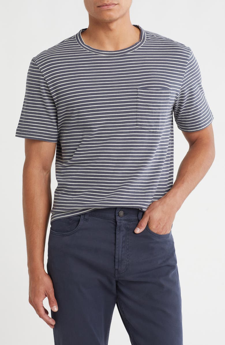 Faherty Organic Cotton Pocket T-Shirt, Main, color, Ocean Stone Stripe