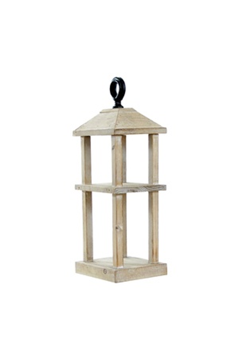 Wood 15 Inch Brown Square Frame Lantern with Hook, Farmhouse Rustic Pillar Candle Holder, Main, color, White