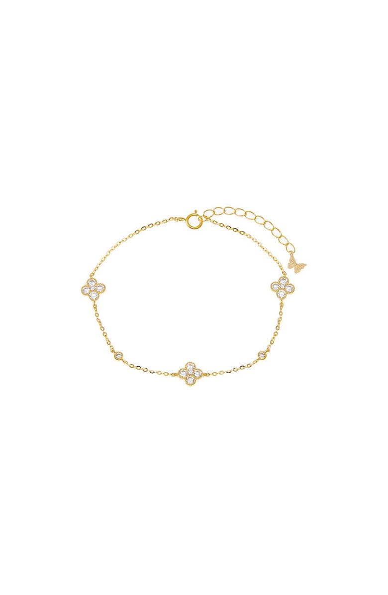 BY ADINA EDEN Multi CZ Clover & Bezel Charm Bracelet, Main, color,