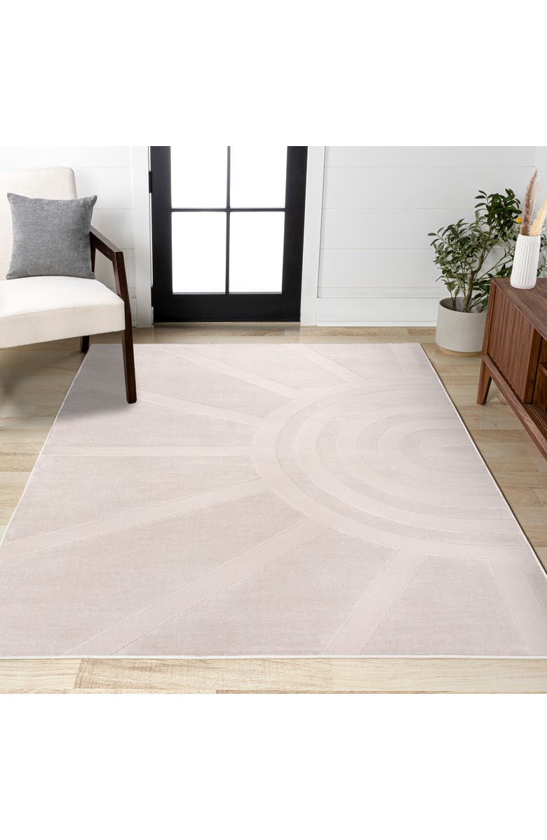 JONATHAN Y Aelius MidCentury Scandinavian Abstract Sun Two-Tone High-Low Area Rug, Alternate, color, White/Cream