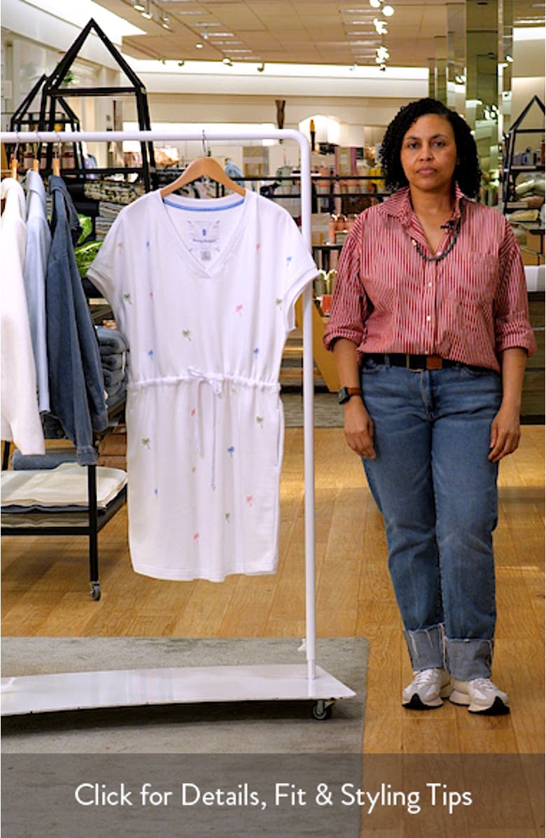Marina del Mar Embroidered Palm Tree Cotton Fleece V-Neck Dress, sales video thumbnail