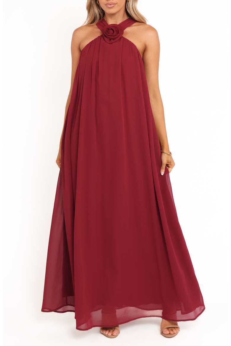 Melba Rosette Maxi Dress, Main, color, BERRY
