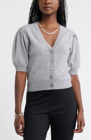 Caslon® Wool & Cashmere Puff Sleeve Cardigan