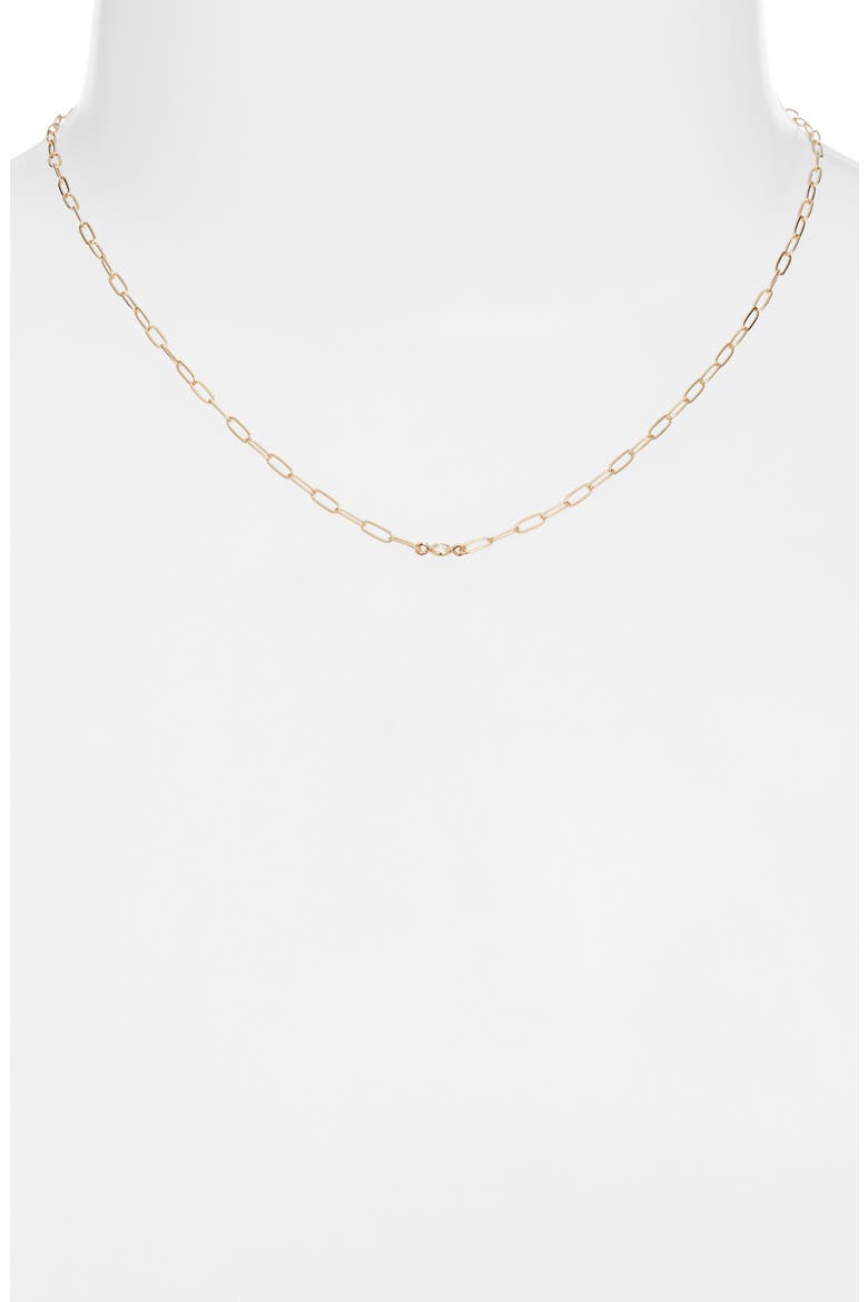 Classique Birthstone Paper Clip Chain Necklace, Alternate, color, CLEAR / 0.03 CTW