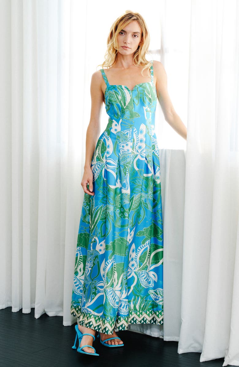 CIEBON Carisa Satin Maxi Dress, Alternate, color, Blue