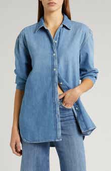 FRAME The Beach Oversize Denim Button-Up Shirt