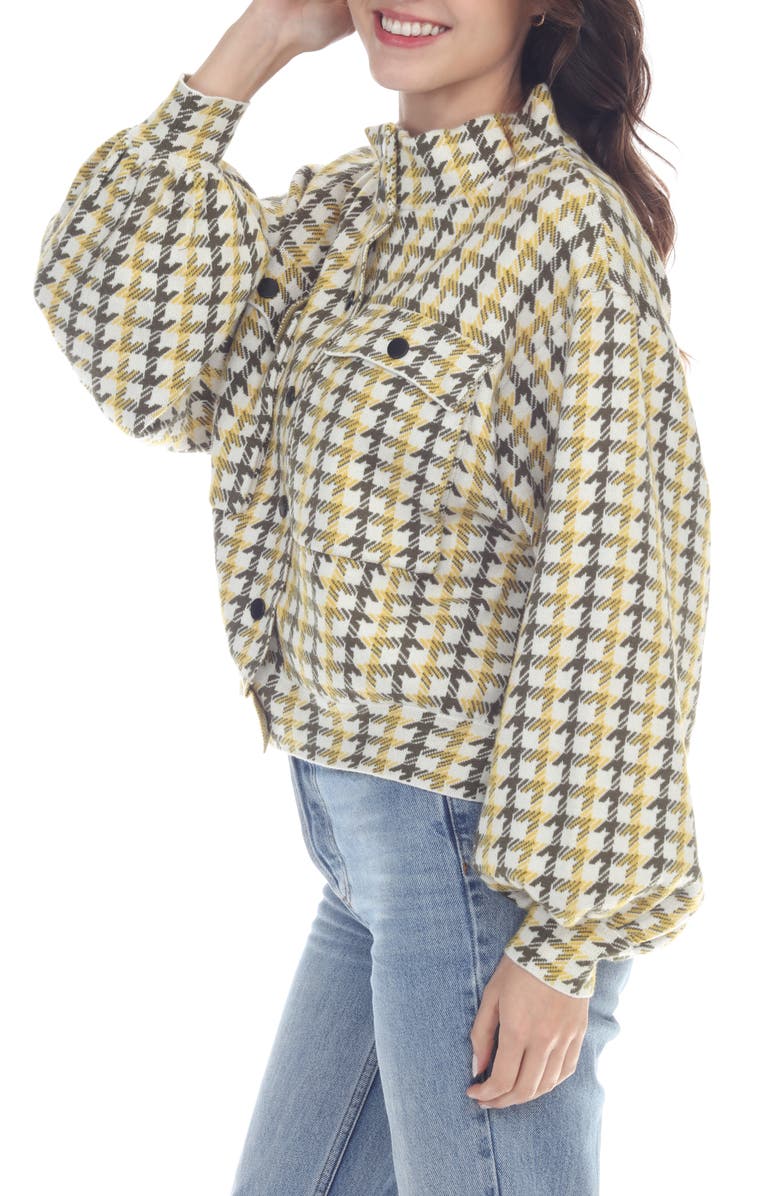 RAIN AND ROSE Houndstooth Check Crop Jacket, Alternate, color, Mustard