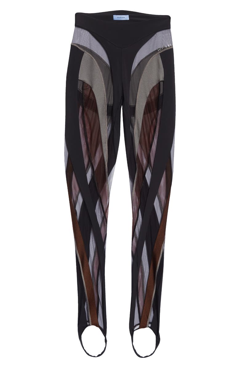 MUGLER Sheer Spiral Stirrup Leggings, Alternate, color, 