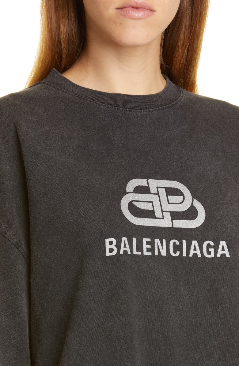 Balenciaga BB Logo Oversize Graphic Tee, Alternate, color,