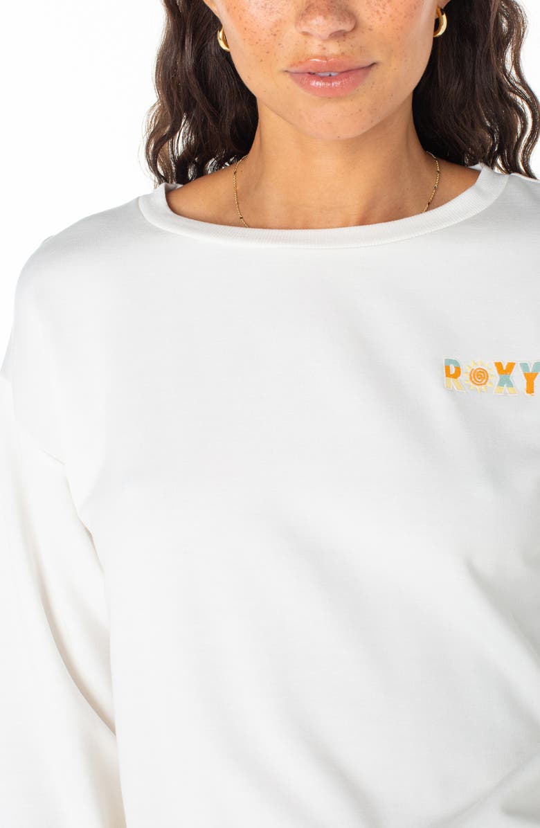 Roxy Surfing by Moonlight Embroidered Graphic Sweatshirt, Alternate, color, Egret