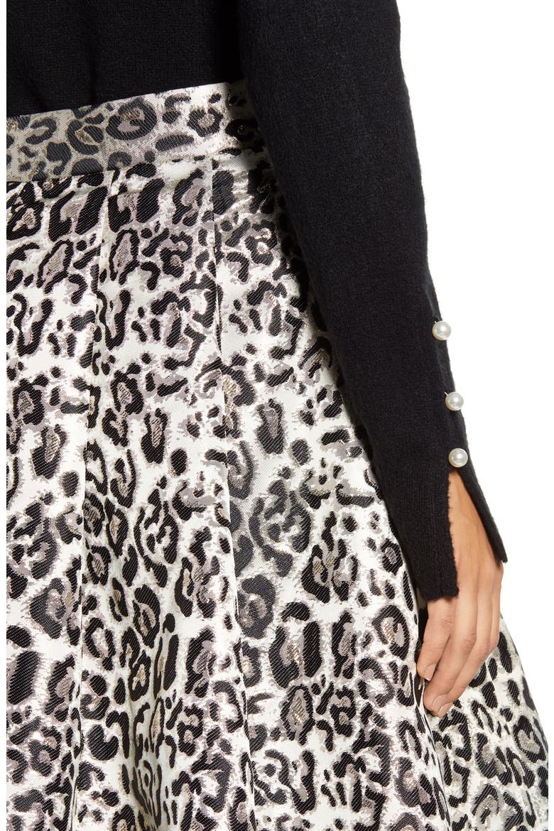 Scalloped Crewneck Sweater, Alternate, color, BLACK