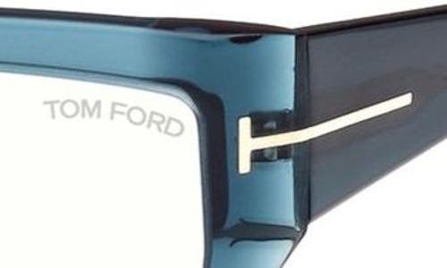 Tom Ford 54mm Square Blue Light Blocking Optical Glasses In Teal/t Logo/blue Block