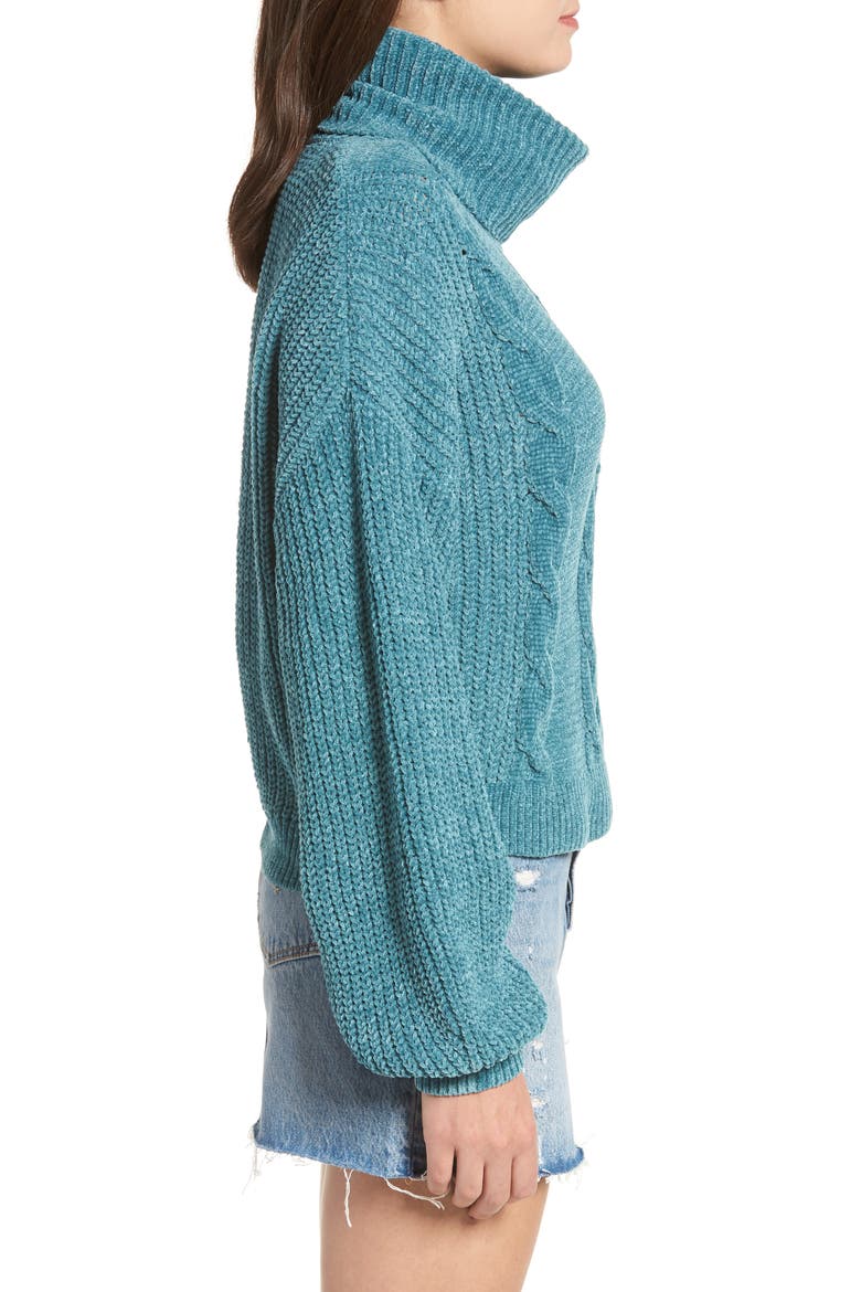 Cable Knit Chenille Sweater, Alternate, color, TEAL HYDRO