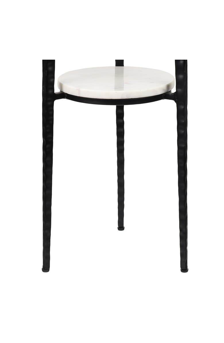 JONATHAN Y Seraphina 24.75" Industrial 2-Tier Metal Frame Drink Table and Decorative End Table with White Marble Round Top, Alternate, color, Black/White