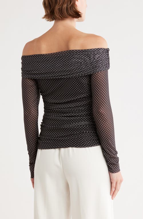 Leith Off The Shoulder Mesh Knit Top In Multi