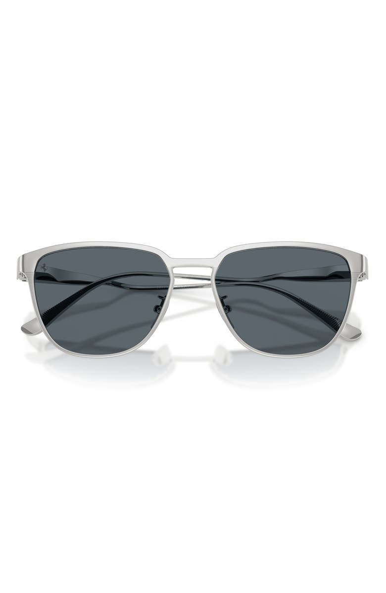 Ferrari 56mm Square Sunglasses, Alternate, color, Silver Matte / Blue Crystal