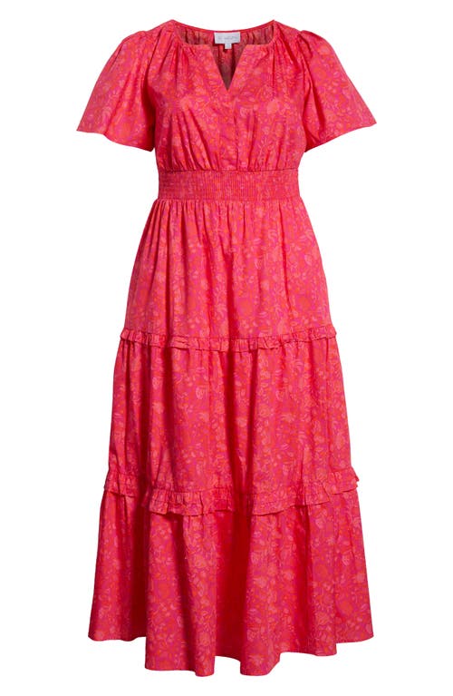 Sugarlips Cerise Floral Palmer Tiered Cotton Maxi Dress In Pink