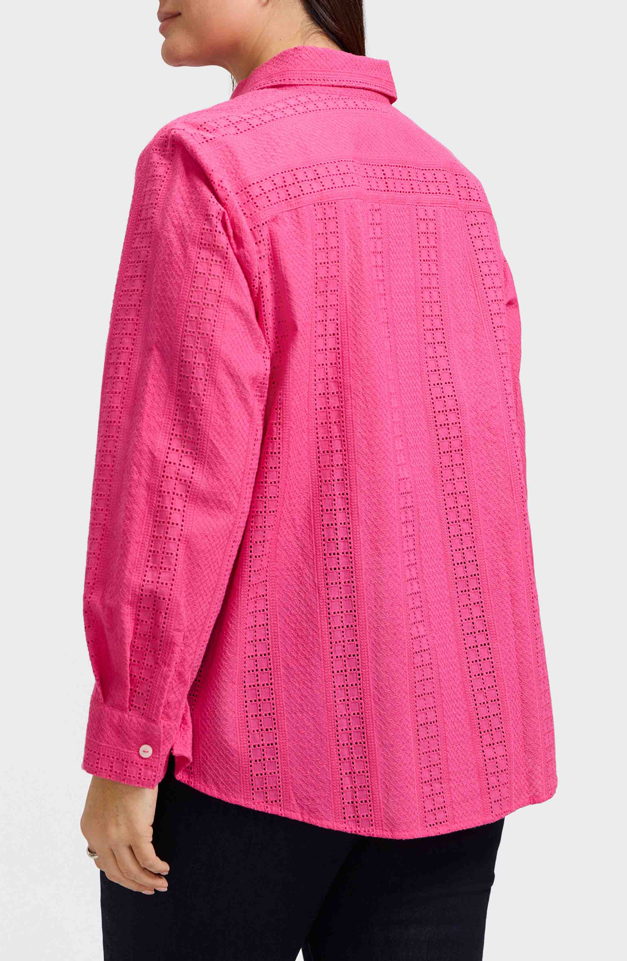 Zoey Mixed Stitch Cotton Button-Up Shirt - image 4