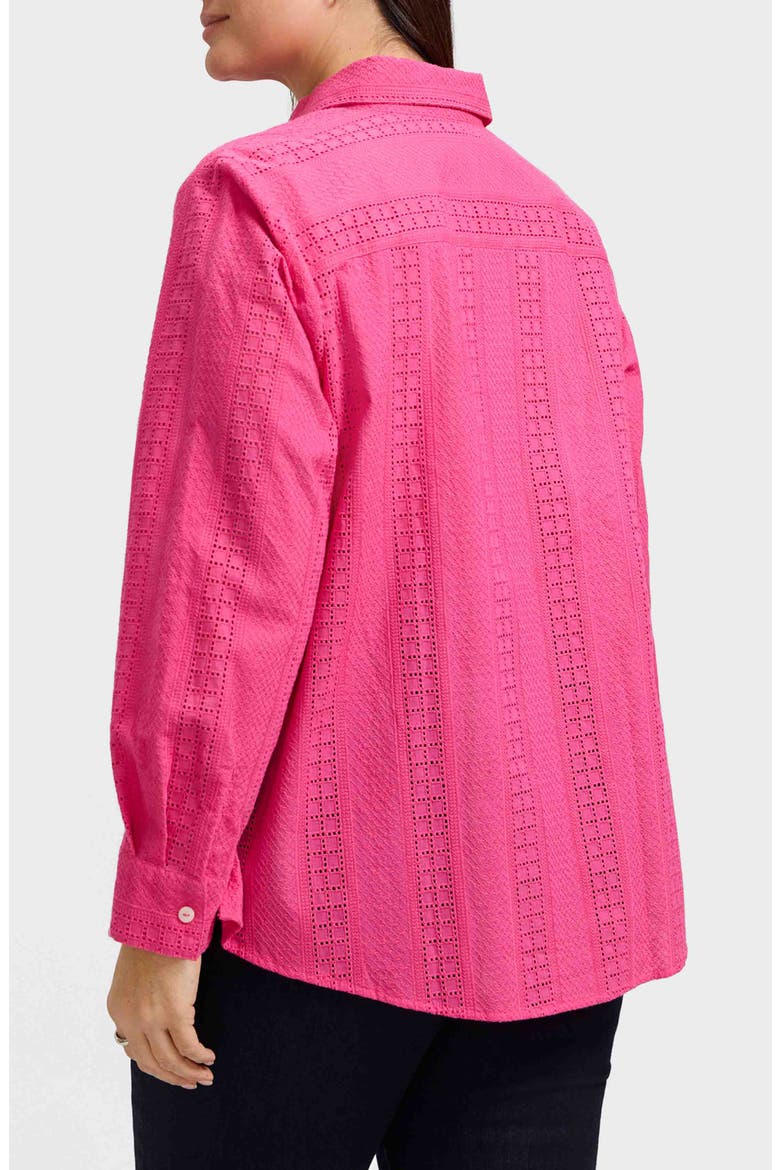 Zoey Mixed Stitch Cotton Button-Up Shirt, Alternate, color, PINK FLAMBE