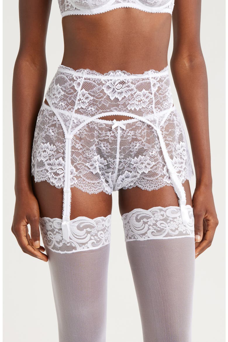 Isabel Lace Suspender Belt, Main, color, BLANC
