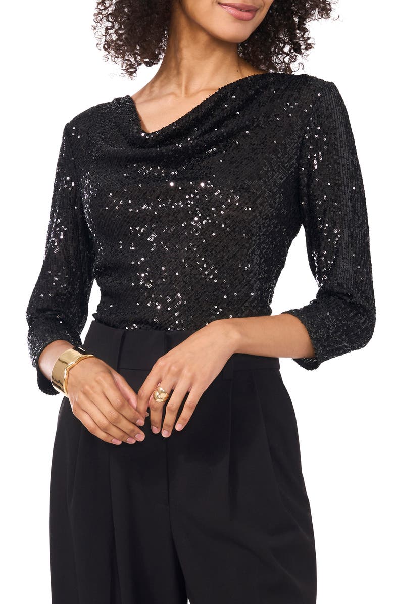 Vince Camuto Sequin Cowl Neck Top, Main, color,