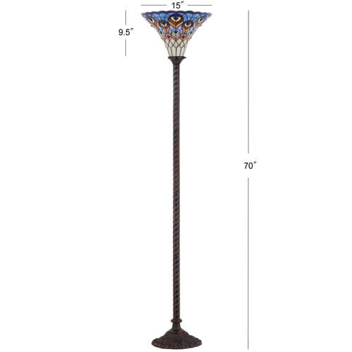 Jonathan Y Peacock Tiffany-style 70" Torchiere Led Floor Lamp, Bronze In Bronze