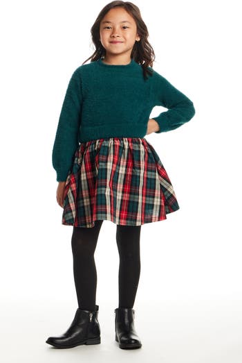 Kids' Bouclé Party Dress, Coat & Crossbody Bag Set