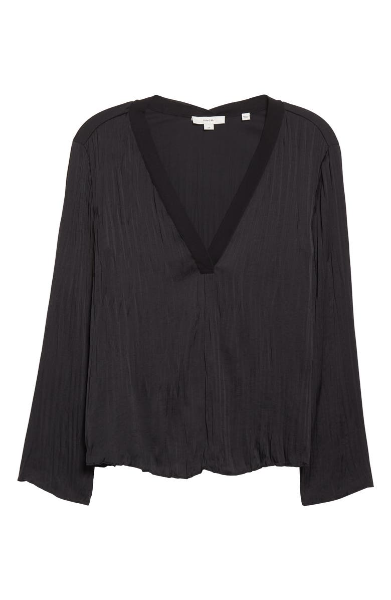 Vince Crushed Pleat V-Neck Top, Alternate, color, 