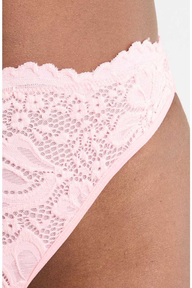 Floral Lace Thong, Alternate, color, PETAL PINK