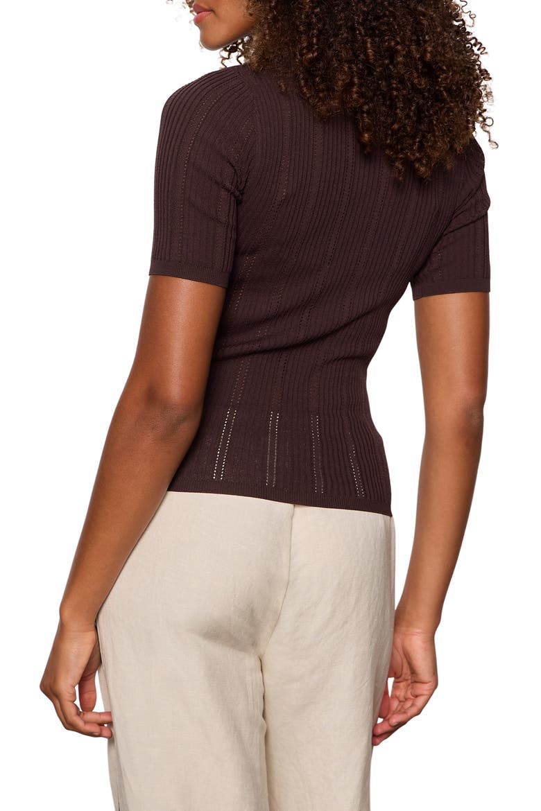 Perfect Pointelle Rib T-Shirt, Alternate, color, RICH SOIL BROWN