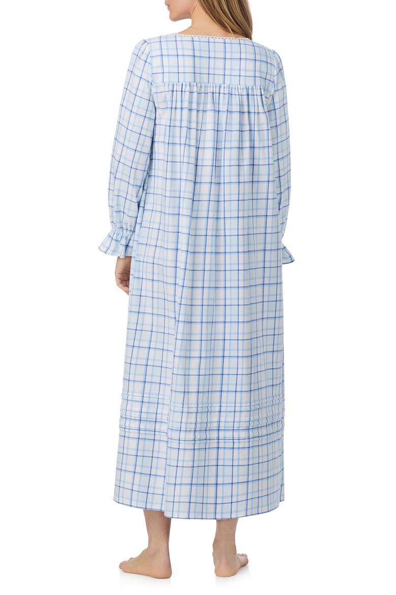Long Sleeve Cotton Flannel Ballet Nightgown, Alternate, color, BLUE/ PLAID